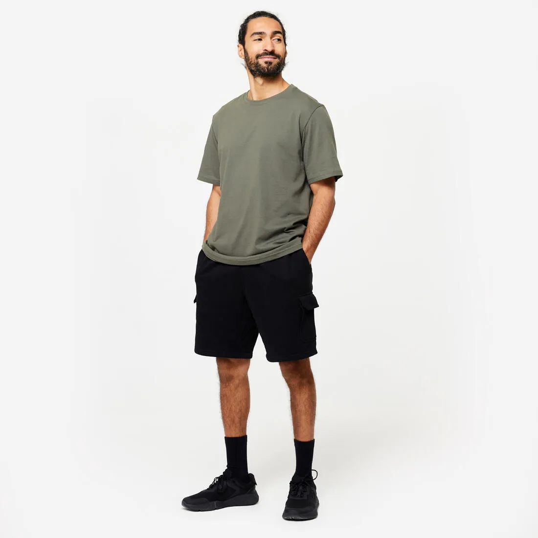 Men's Fitness T-Shirt 500 Essentials - Pale