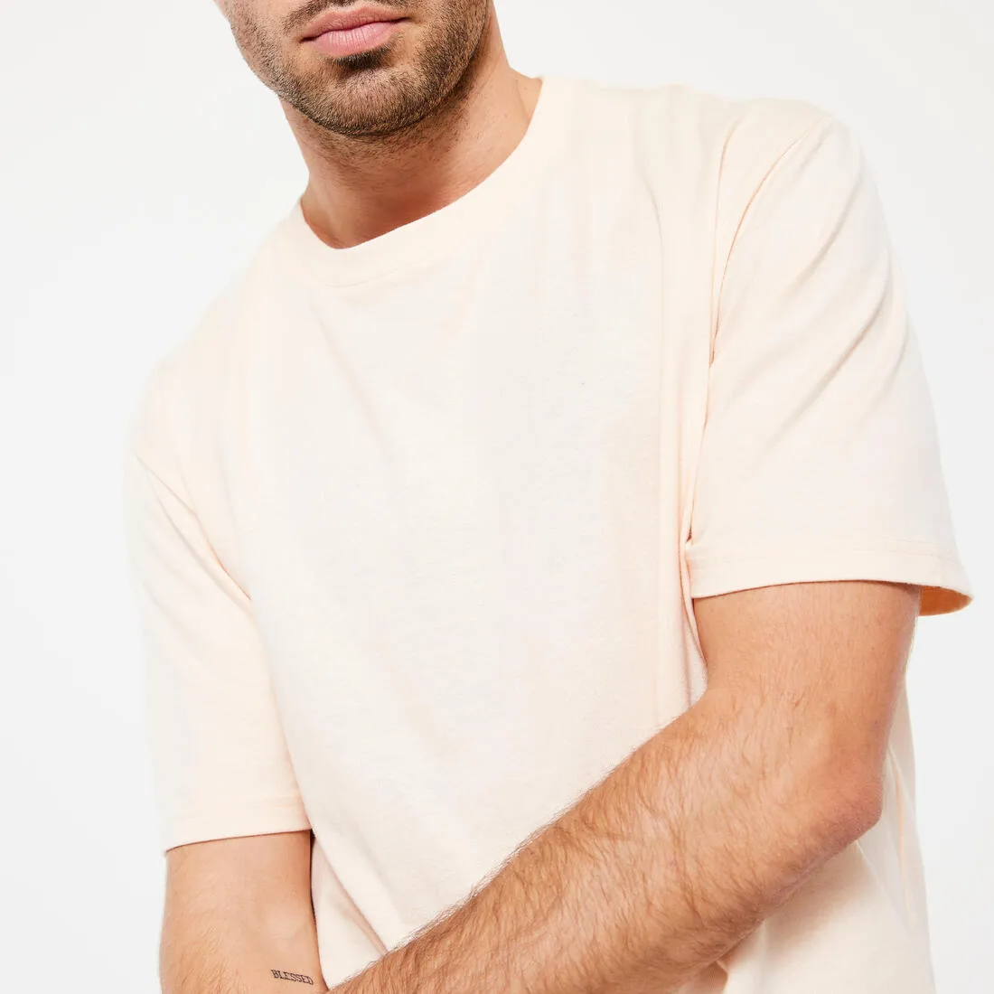 Men's Fitness T-Shirt 500 Essentials - Pale