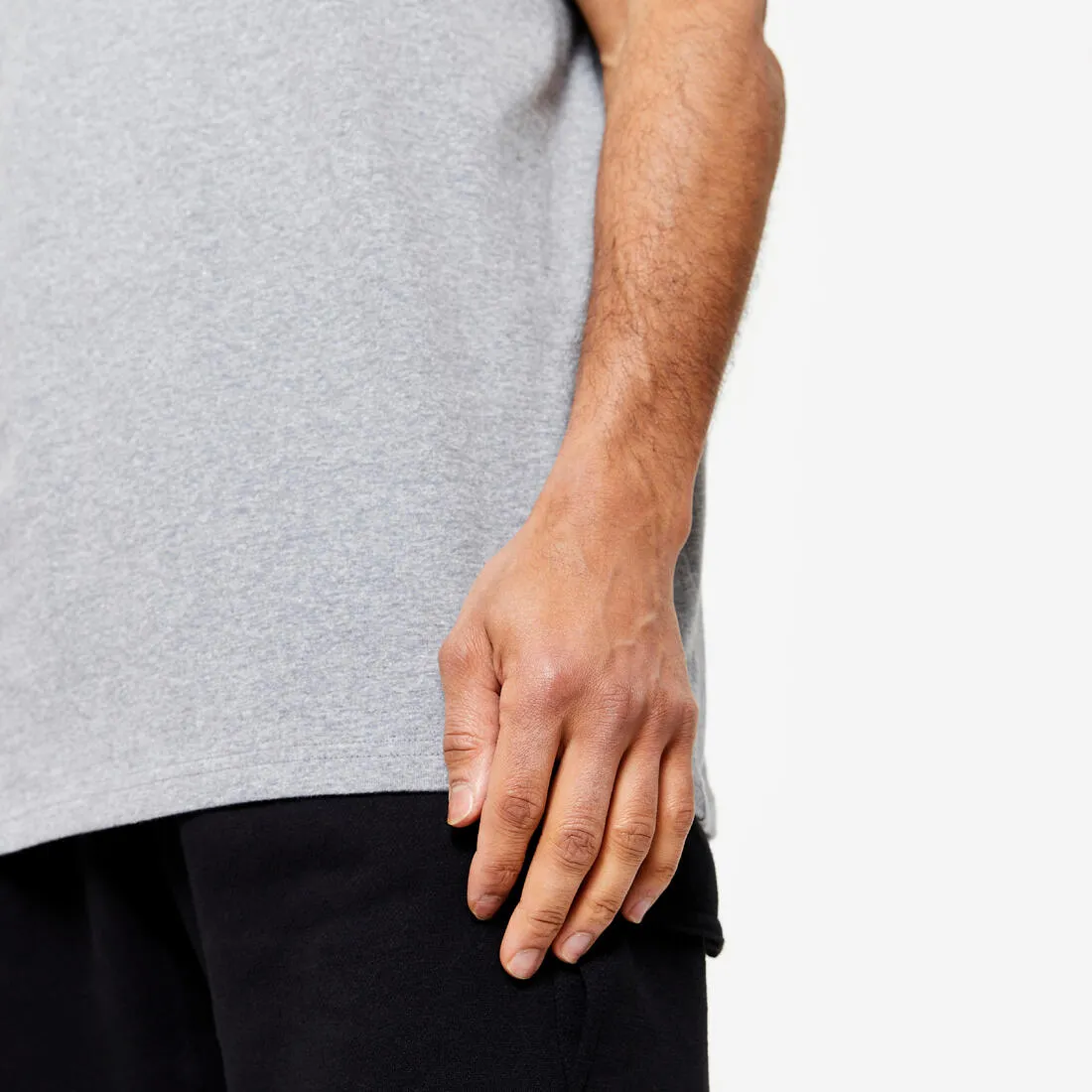 Men's Fitness T-Shirt 500 Essentials - Pale