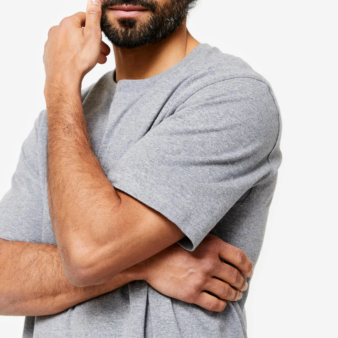 Men's Fitness T-Shirt 500 Essentials - Pale