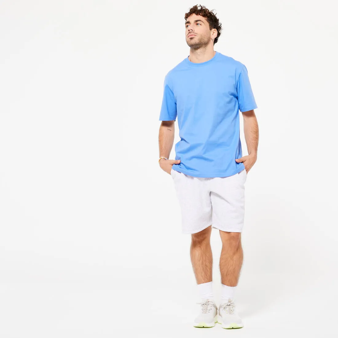 Men's Fitness T-Shirt 500 Essentials - Pale