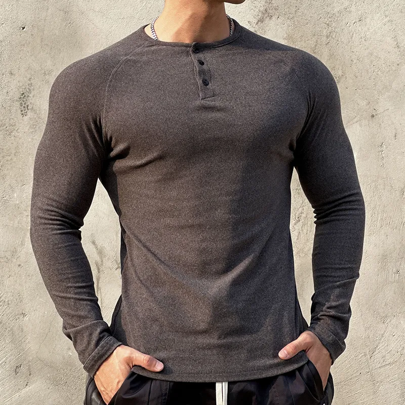 Men's Henley Long Sleeved Shirt