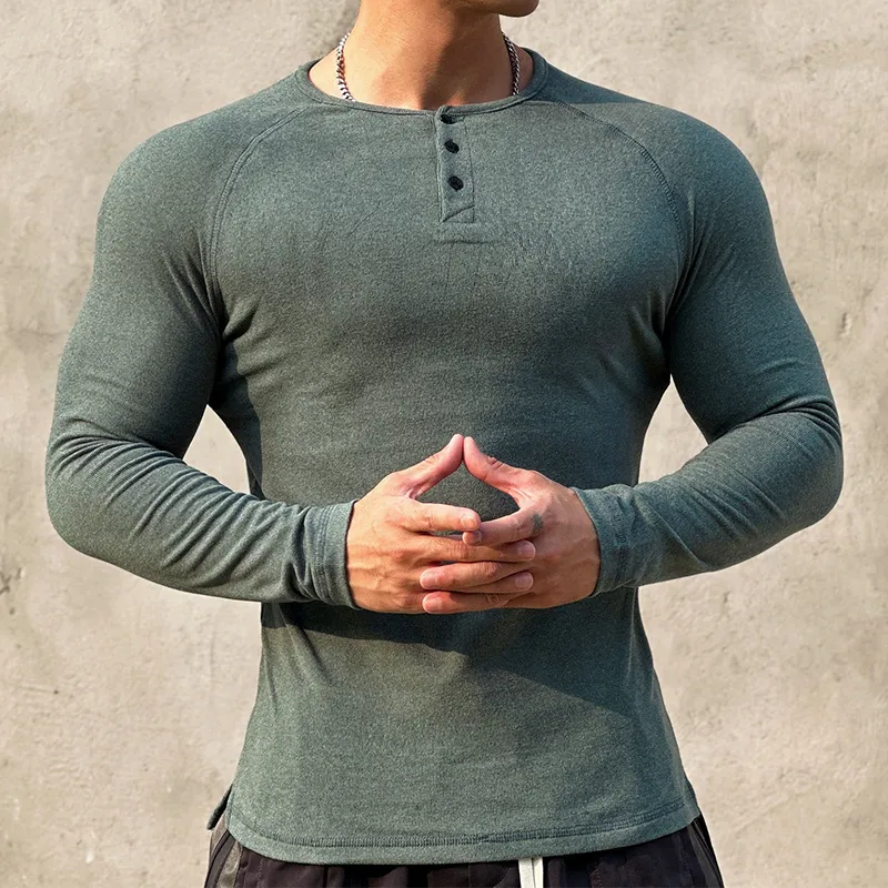 Men's Henley Long Sleeved Shirt