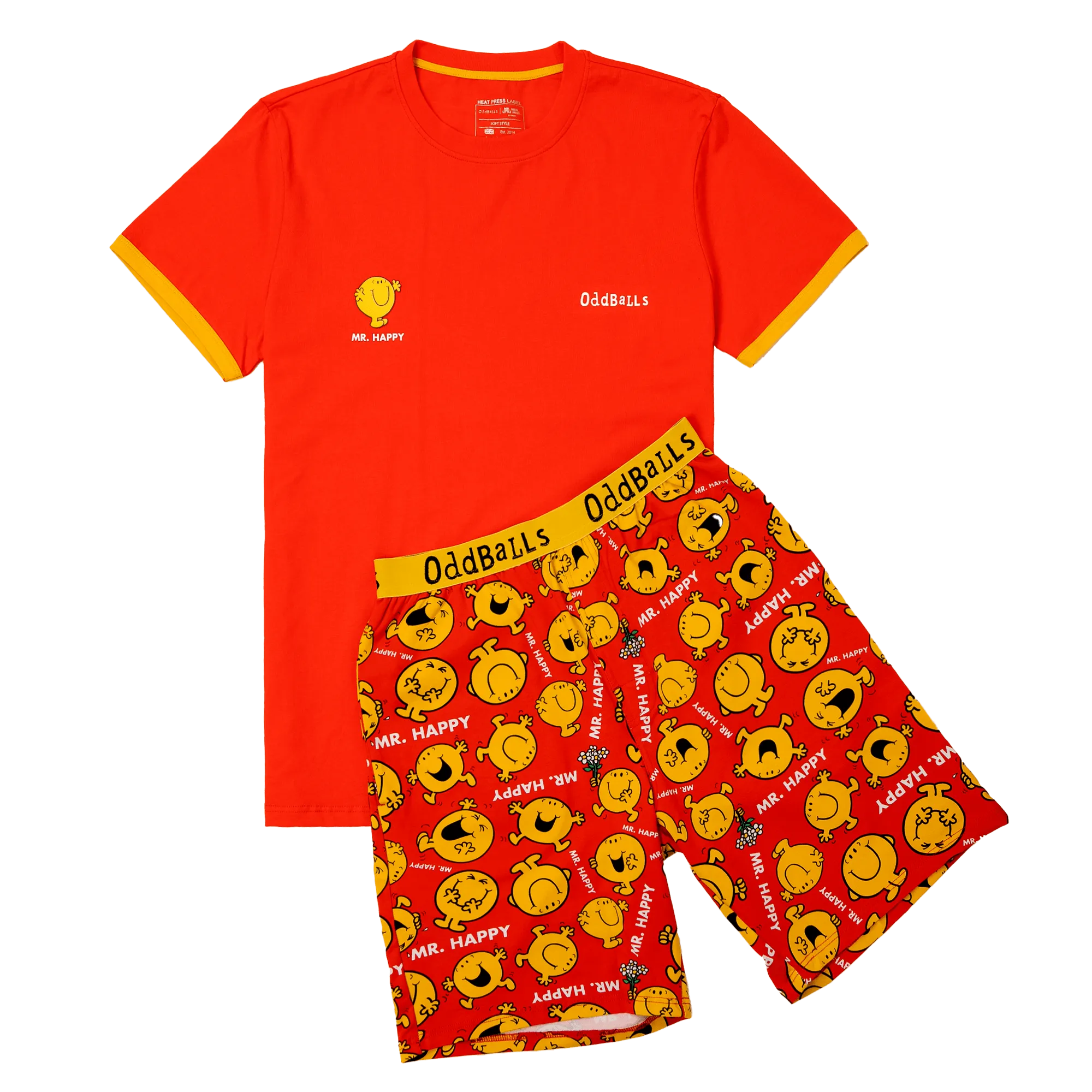 Mens Short Pyjamas - Mr Happy - Shorts & T-Shirt