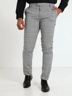 Men's Stretch Checked Trouser - White/Blue