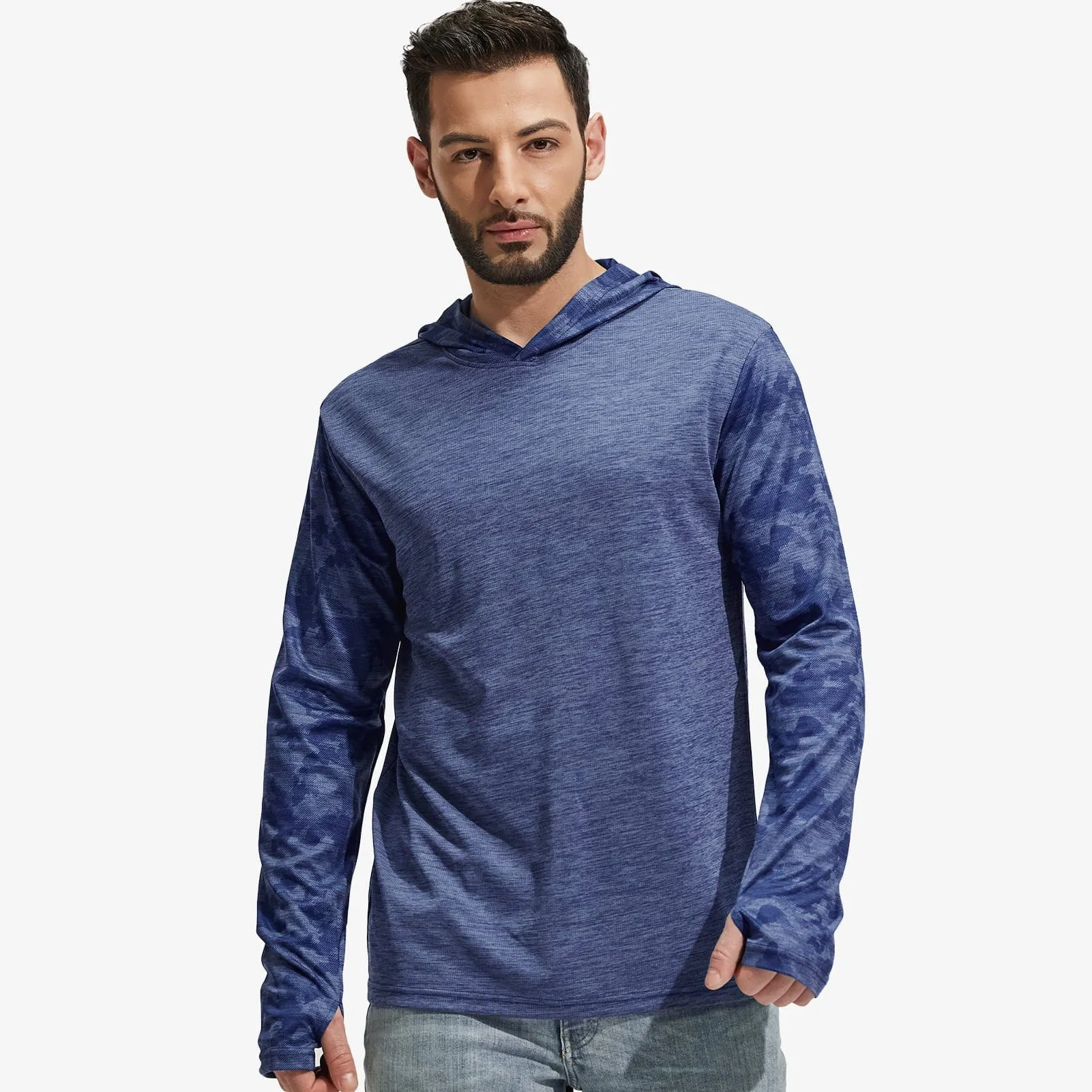 Men's UPF 50  Sun Protection Hoodie SPF Shirts with Thumbhole