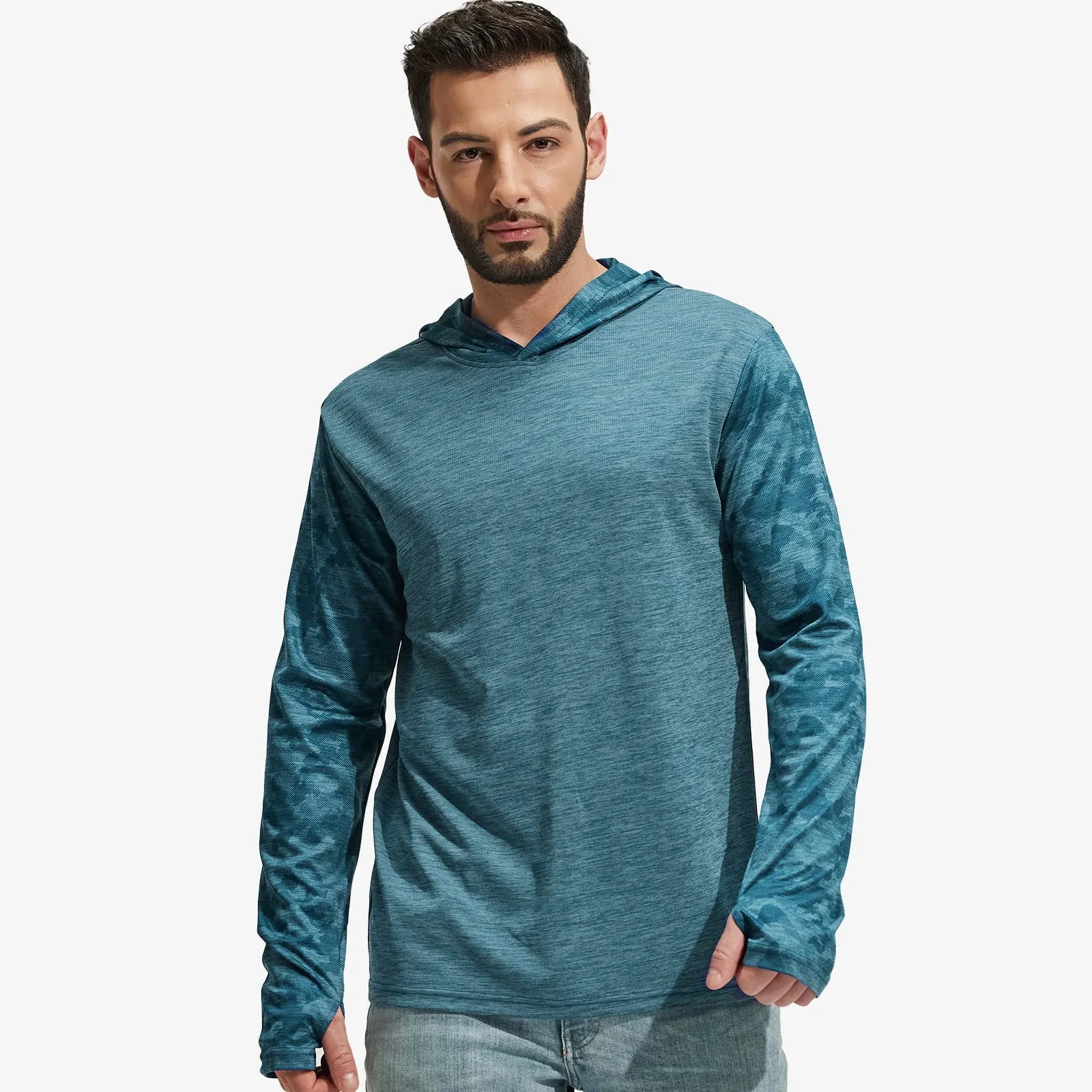 Men's UPF 50  Sun Protection Hoodie SPF Shirts with Thumbhole