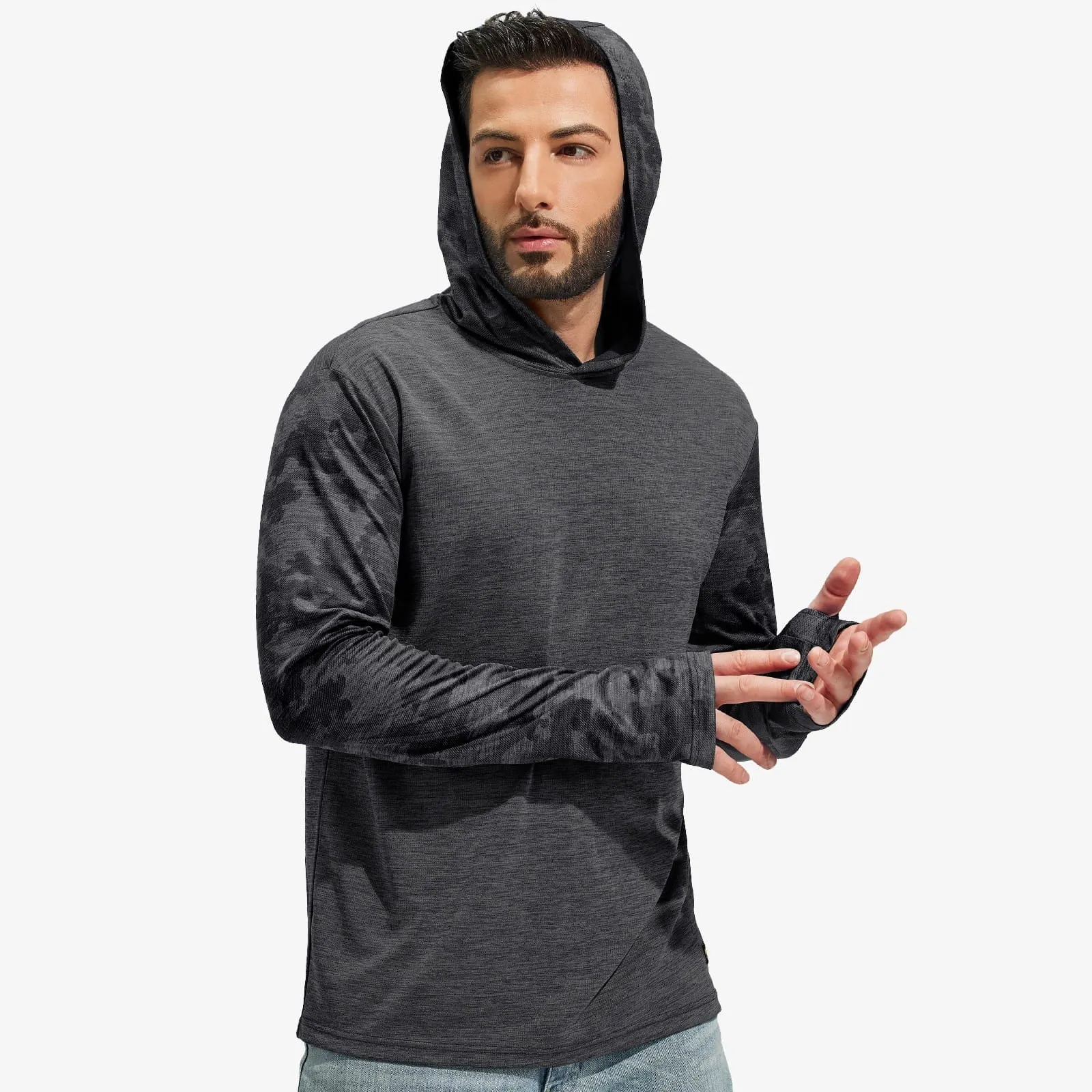 Men's UPF 50  Sun Protection Hoodie SPF Shirts with Thumbhole