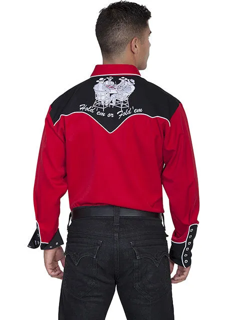 Men's Vintage Western Shirt Collection: Scully Hold Em Fold Em
