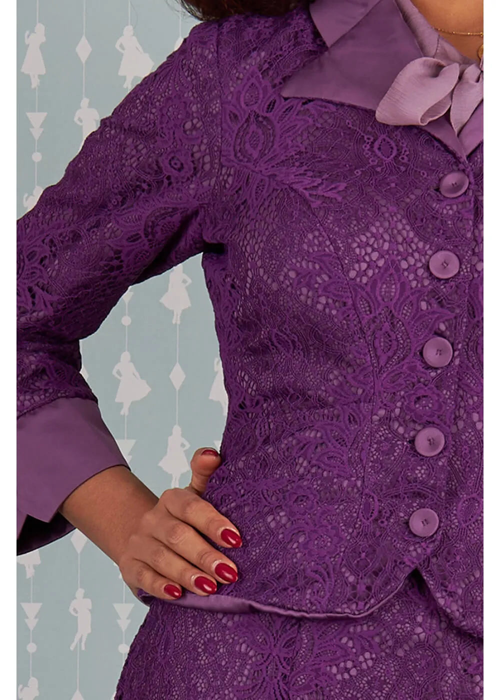 Miss Candyfloss Dessa Violette Lace Omkeerbare 40's Blazer Paars