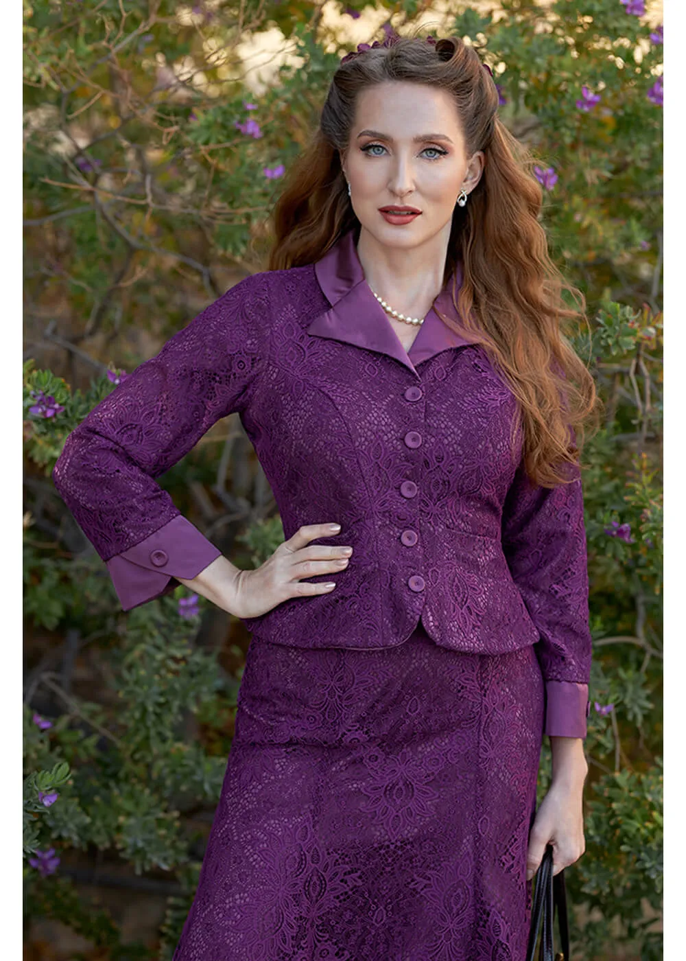 Miss Candyfloss Dessa Violette Lace Omkeerbare 40's Blazer Paars