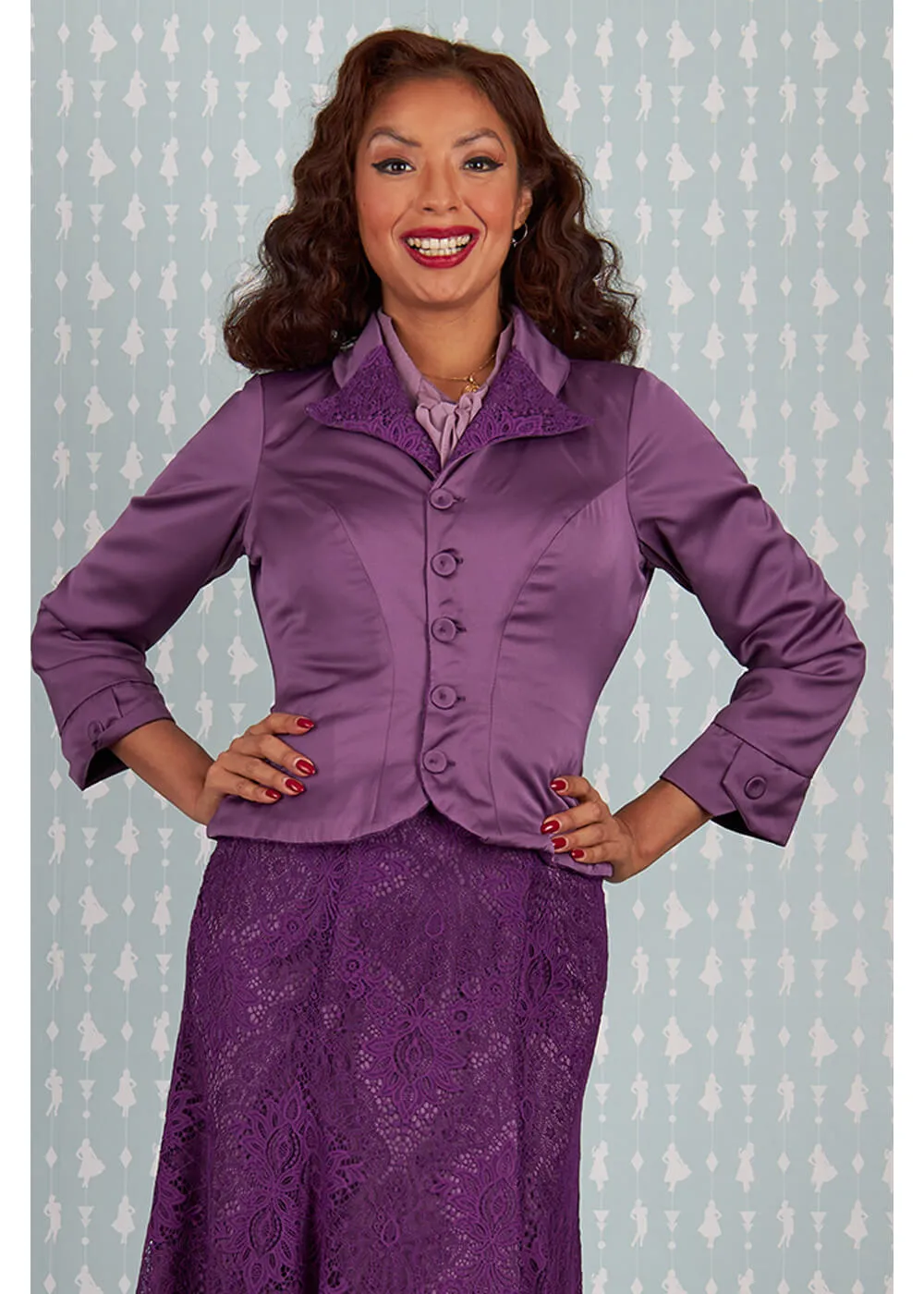 Miss Candyfloss Dessa Violette Lace Omkeerbare 40's Blazer Paars
