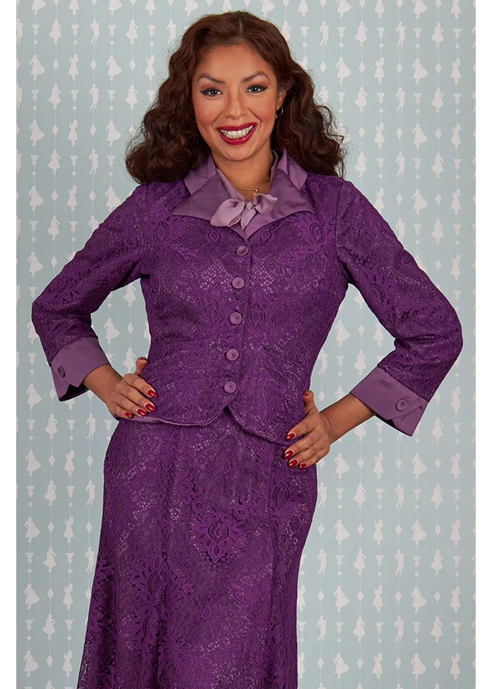 Miss Candyfloss Dessa Violette Lace Omkeerbare 40's Blazer Paars