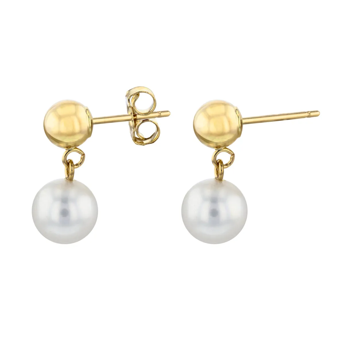 Mizuki Freshwater and Gold Ball Drop Earrings | 14K Yellow Gold