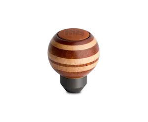 Momo Targa Heritage Shift Knob - Round Wood, Layered Mahogany and Beechwood, Leather Insert Top