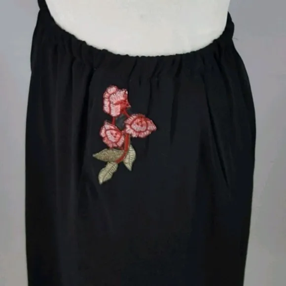 Monteau - Black Floral Tiered Sheer Maxi Skirt