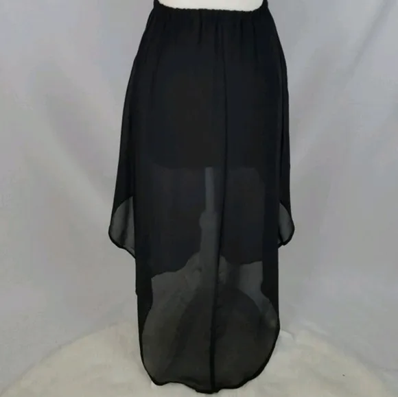 Monteau - Black Floral Tiered Sheer Maxi Skirt