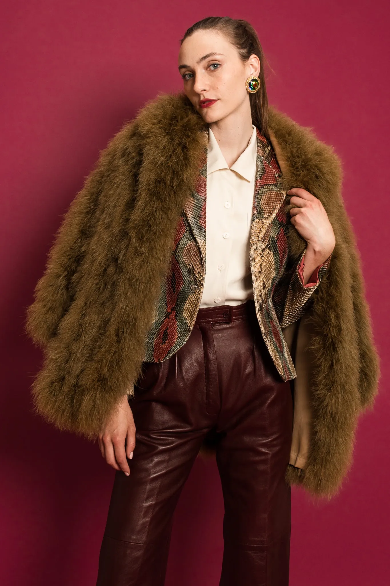 Moss Marabou Feather Coat