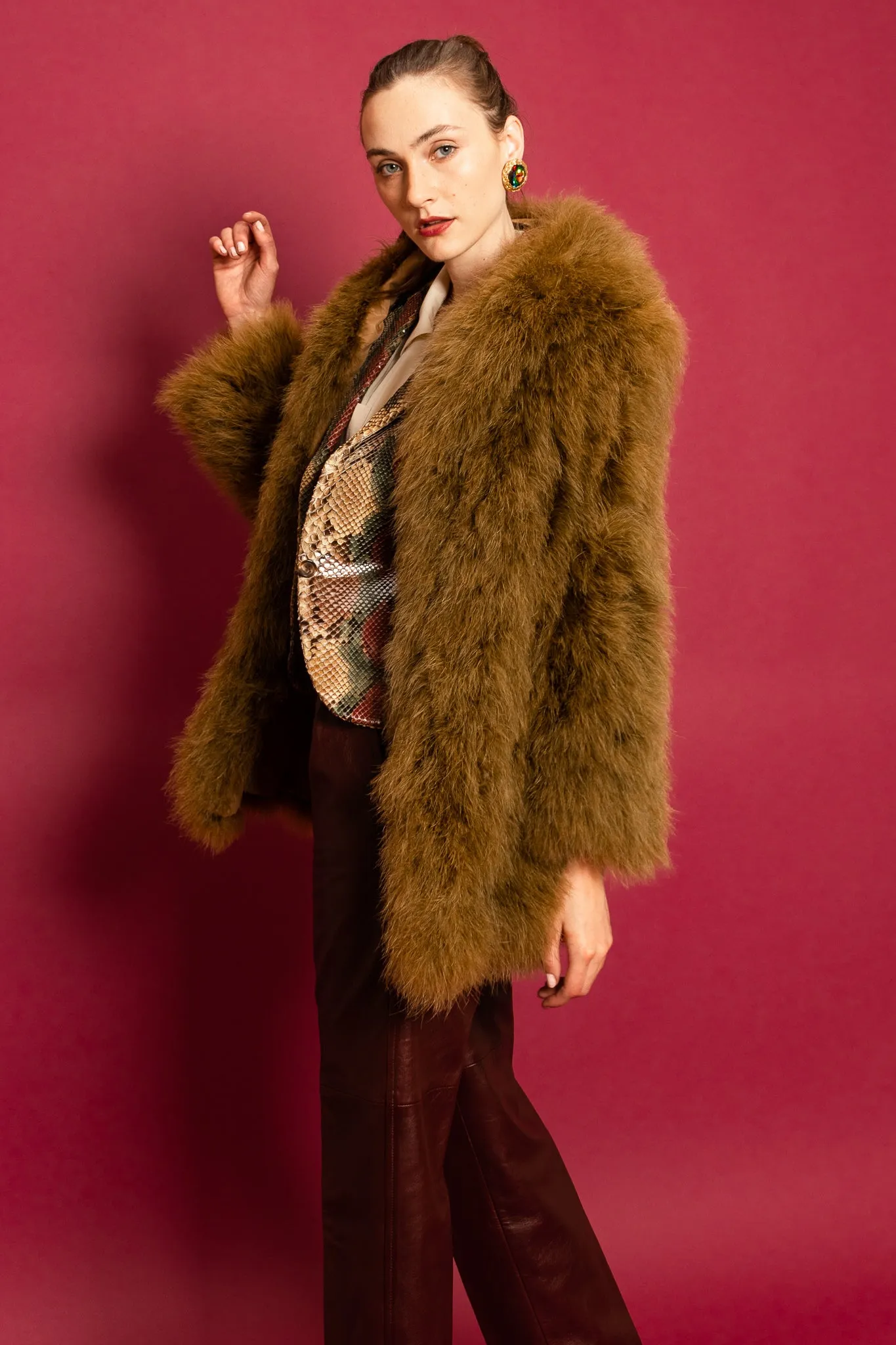 Moss Marabou Feather Coat