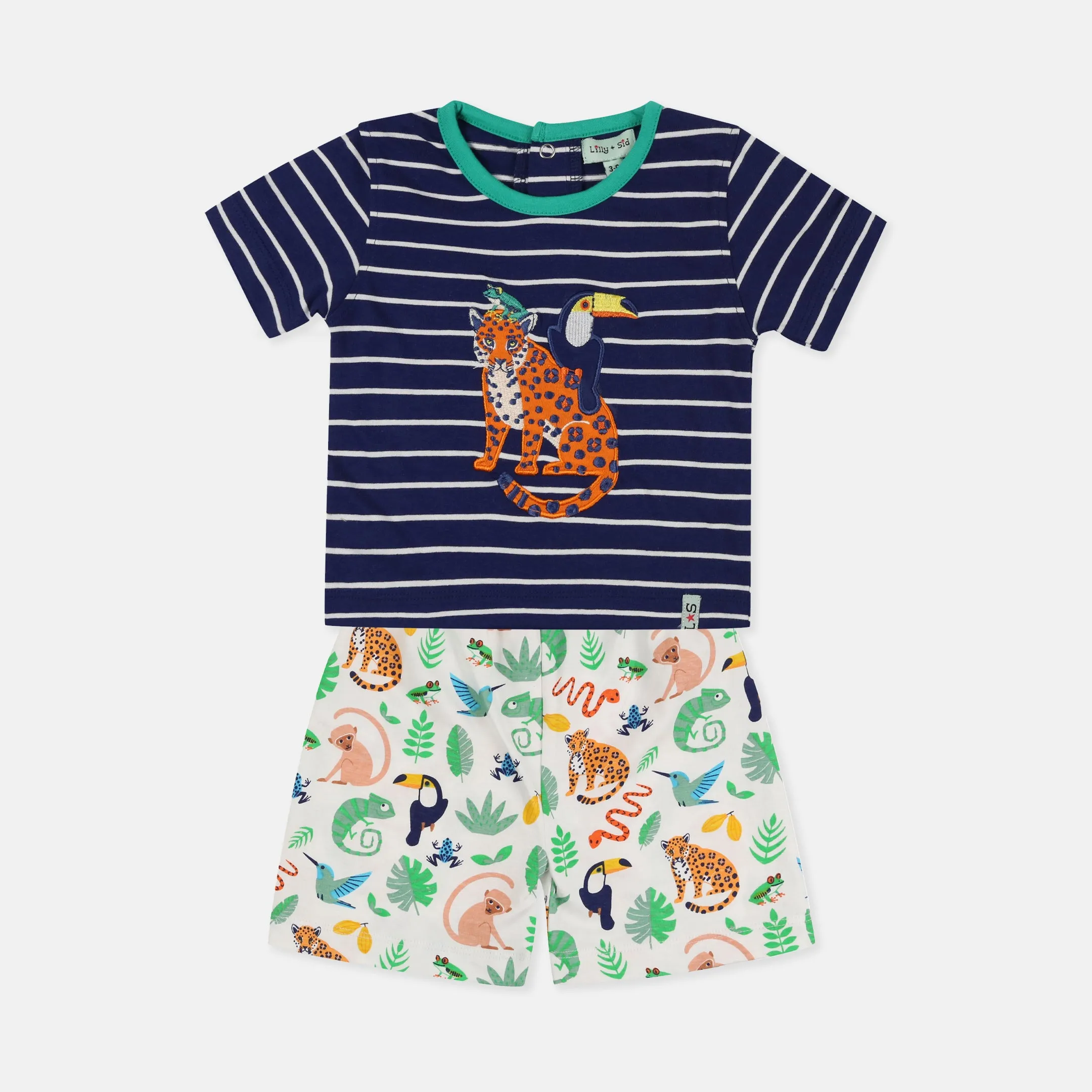 Multicoloured Animal Safari Print Top And Short Set