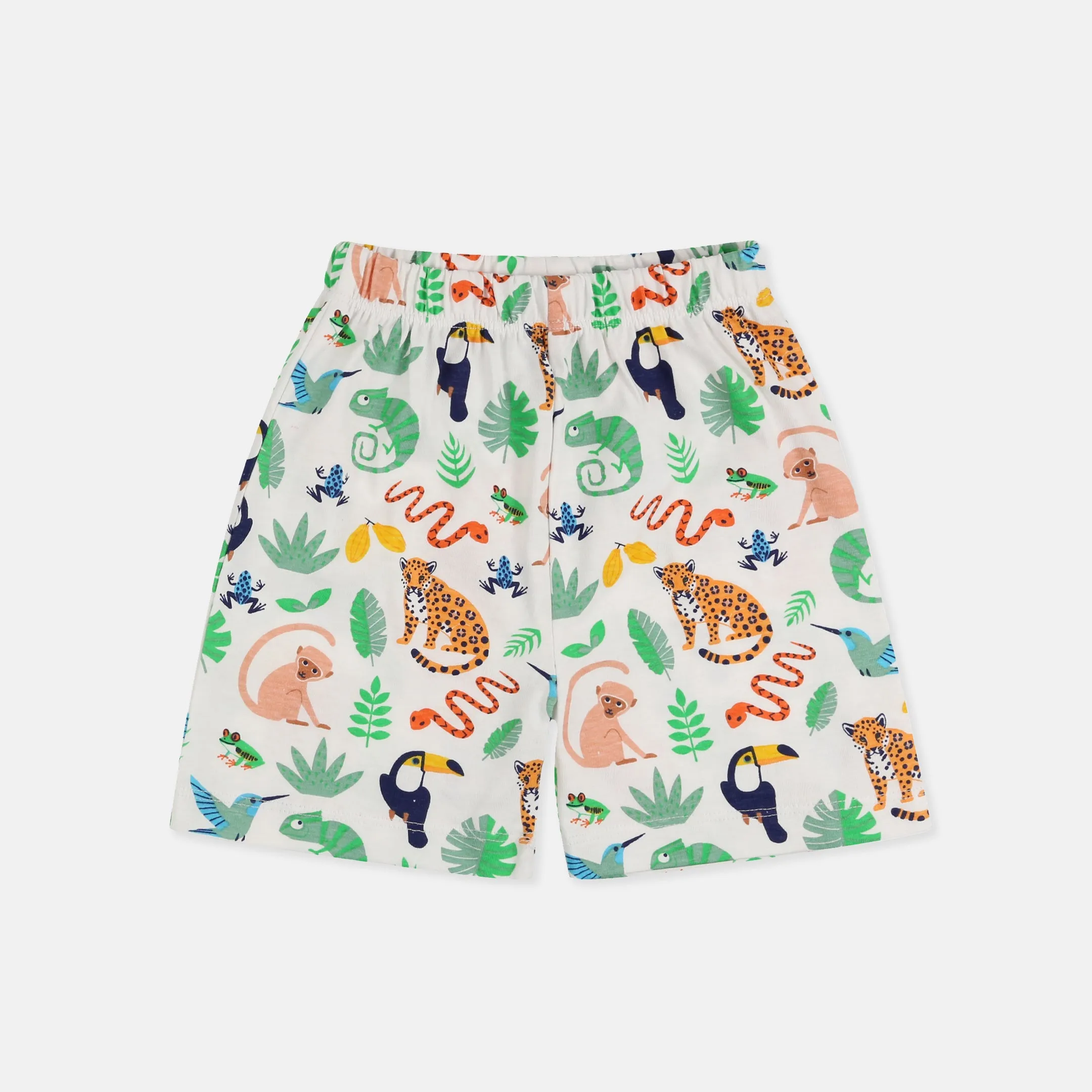 Multicoloured Animal Safari Print Top And Short Set