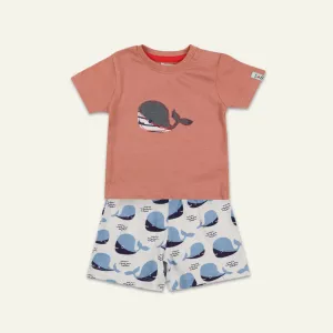 Multicoloured Whale Print Top And Short Set