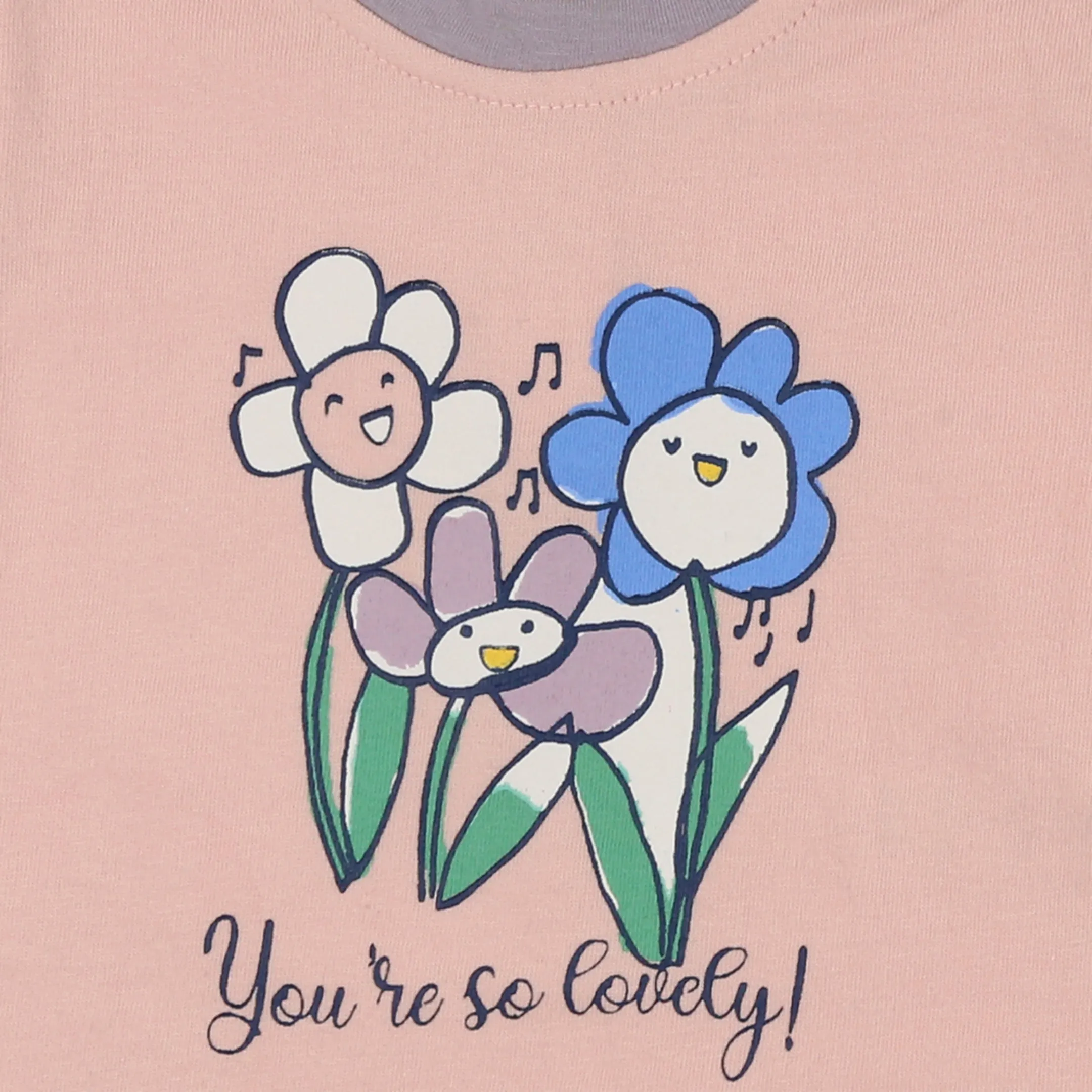 Multicoloured You Are So Lovely Slogan Print Top And Short Set