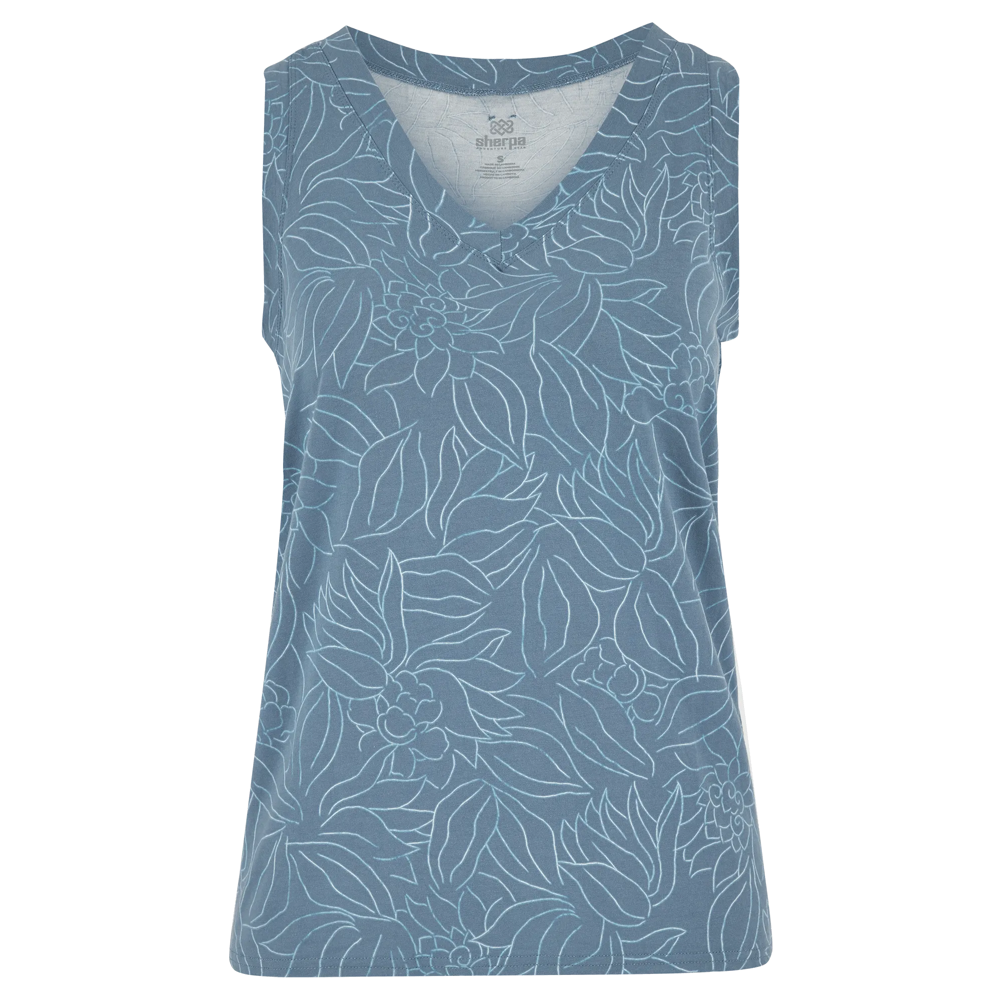 Neha V-Neck Tank Top - Haze Leaf