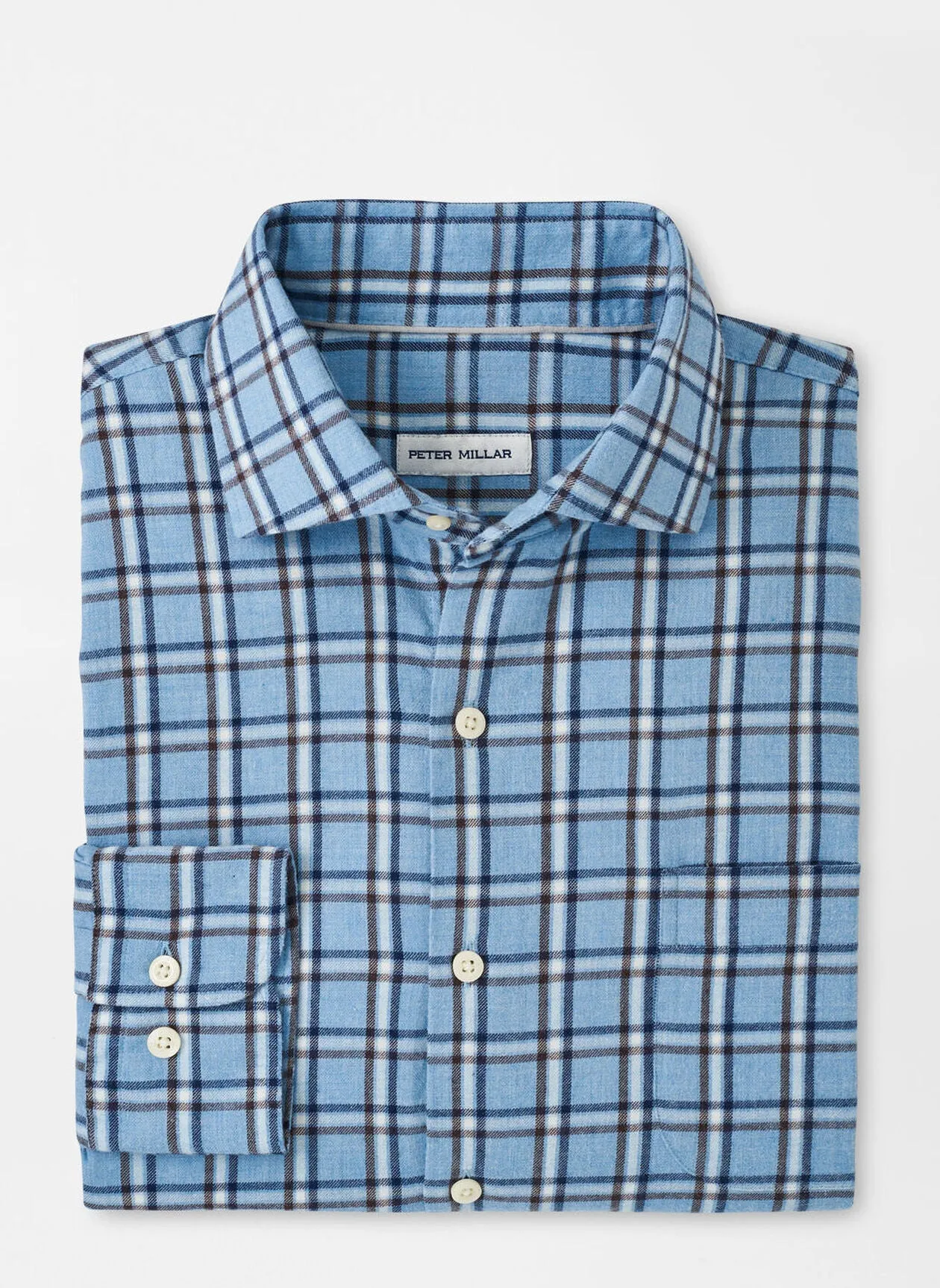 Nelson Flannelite Cotton-Stretch Sport Shirt by Peter Millar - Cottage Blue