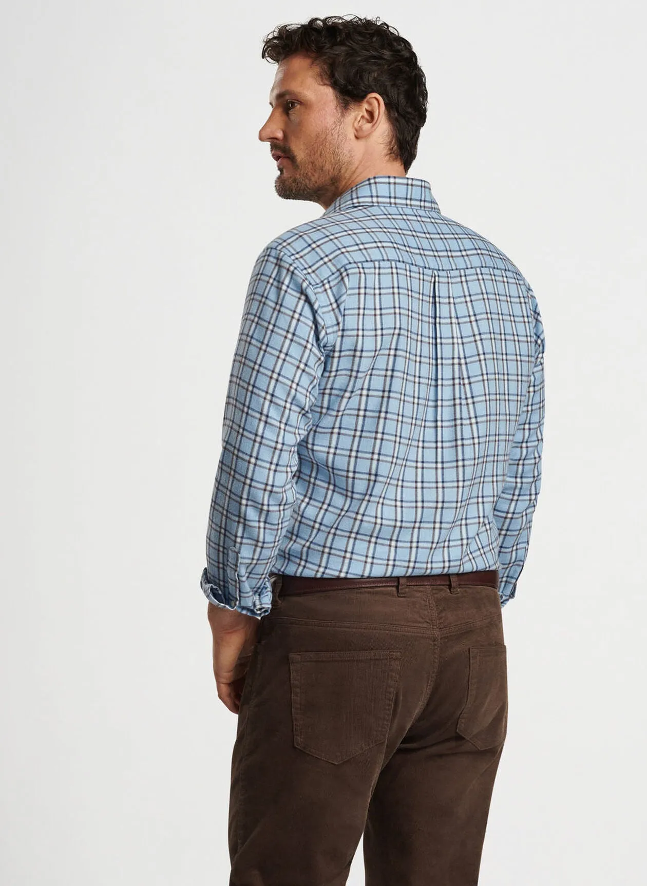 Nelson Flannelite Cotton-Stretch Sport Shirt by Peter Millar - Cottage Blue
