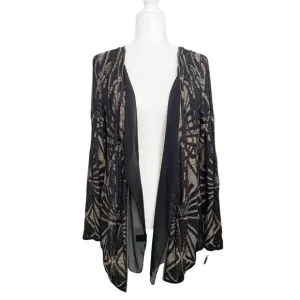 Nic   Zoe Open Front Cardigan Black Gold Lightweight Sheer Size L
