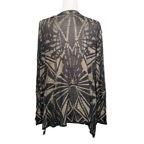 Nic   Zoe Open Front Cardigan Black Gold Lightweight Sheer Size L
