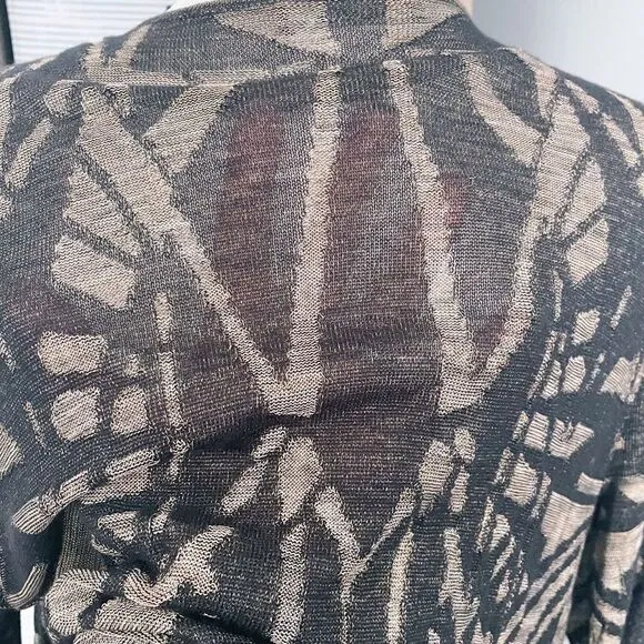 Nic   Zoe Open Front Cardigan Black Gold Lightweight Sheer Size L