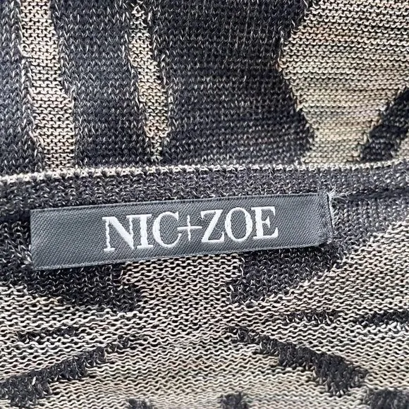Nic   Zoe Open Front Cardigan Black Gold Lightweight Sheer Size L