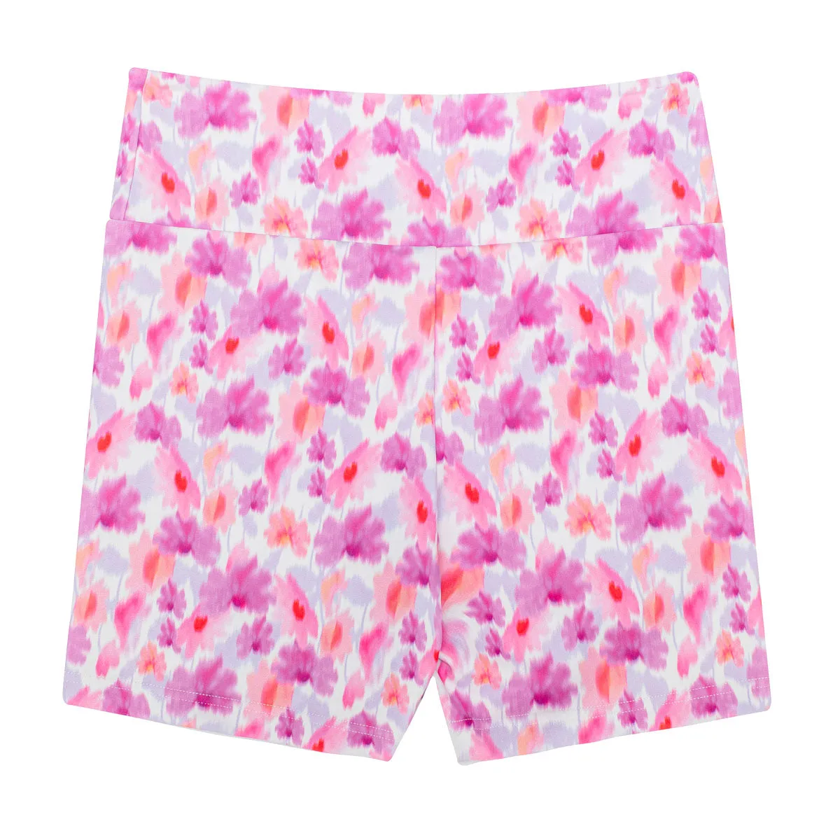 Nicole: Midi Length Bike Shorts in Blossom Blur Print
