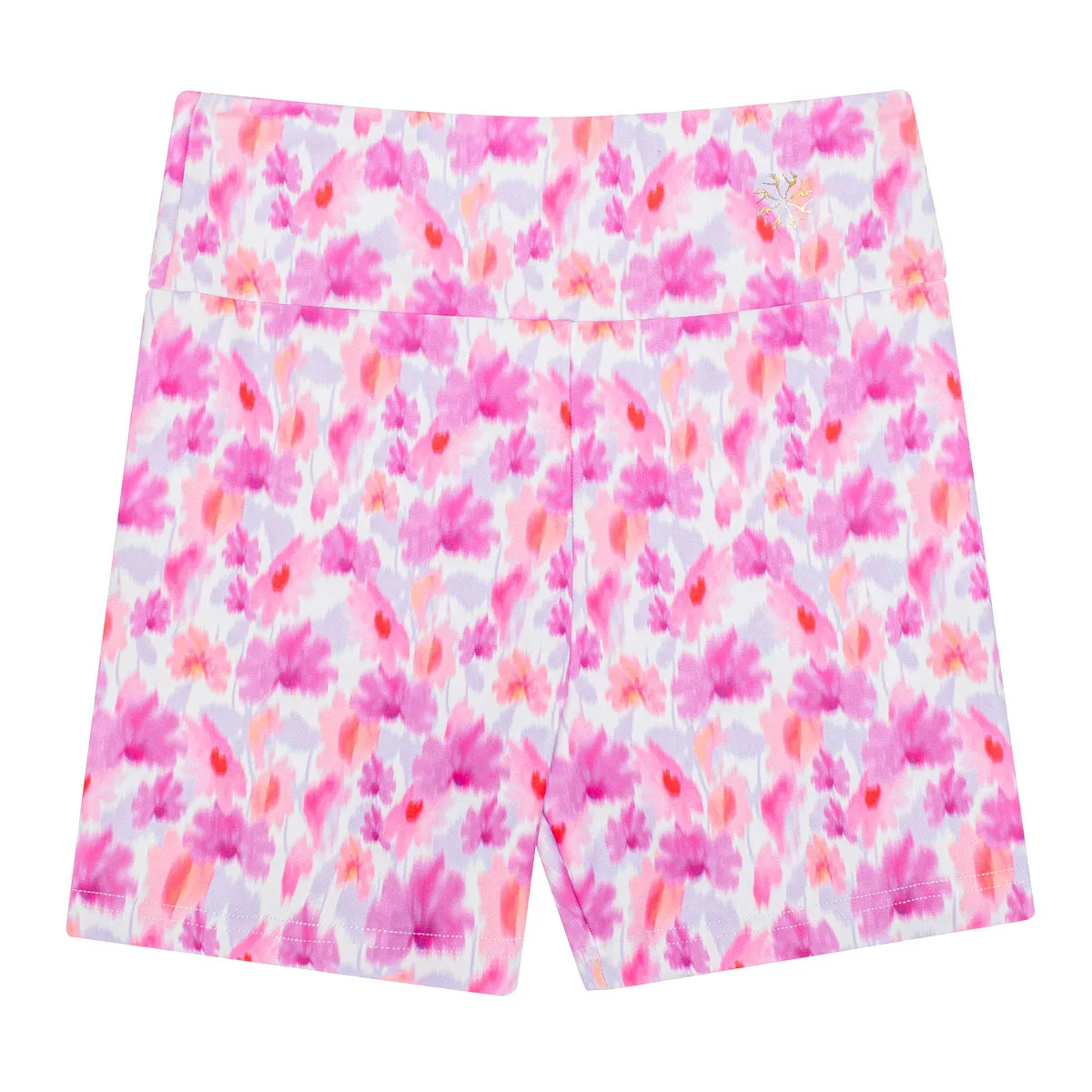 Nicole: Midi Length Bike Shorts in Blossom Blur Print