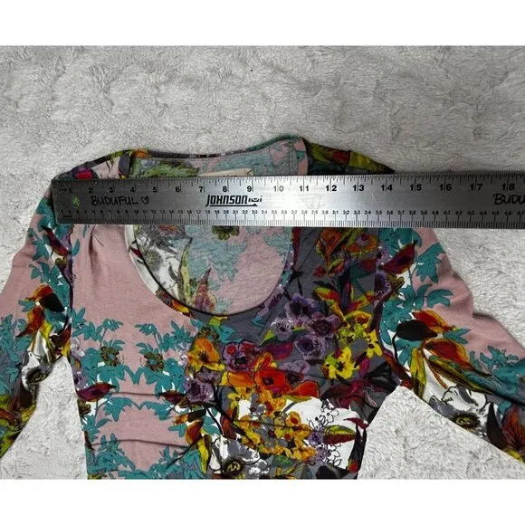 Nicole Miller Artelier 006082 Women Small Scoop Neck Ruched Layered Floral Dress