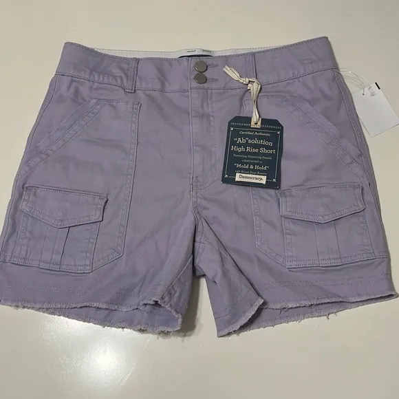 NWT Democracy Ab Solution High Rise Cargo Shorts Purple Size 6