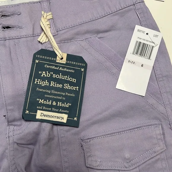NWT Democracy Ab Solution High Rise Cargo Shorts Purple Size 6