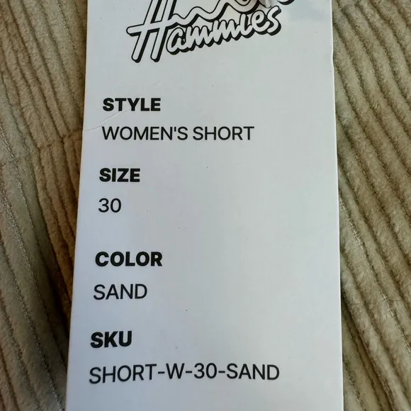 NWT Hammies Corduroy Shorts Sand Size 30