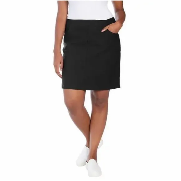 NWT Hilary Radley Womens Skort Skirt Black A Line Stretch Pockets Inner Shorts