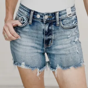 NWT Judy Blue High Waist Adjustable Button Distressed Shorts Stretch Size XL