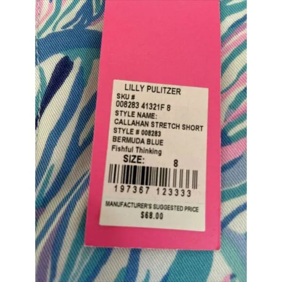 NWT Lilly‎ Pulitzer Callahan Stretch Short Bermuda Blue Fishful Thinking Size 8