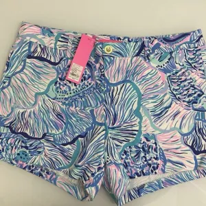 NWT Lilly‎ Pulitzer Callahan Stretch Short Bermuda Blue Fishful Thinking Size 8