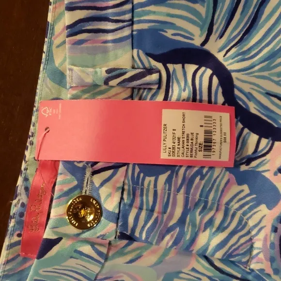NWT Lilly Pulitzer Callahan Stretch Short Bermuda Blue Fishful Thinking