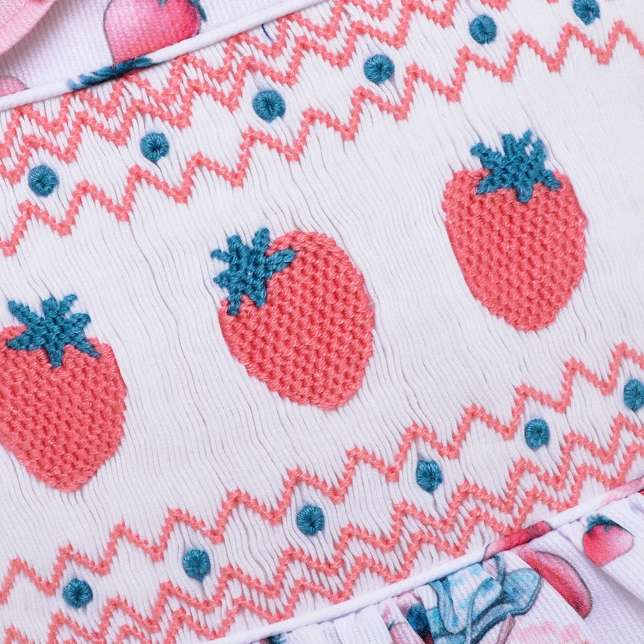 Ocean Baby Girls Afternoon Tea Strawberries Smocked Petticoat Layered Dress - (6M-8Yrs)