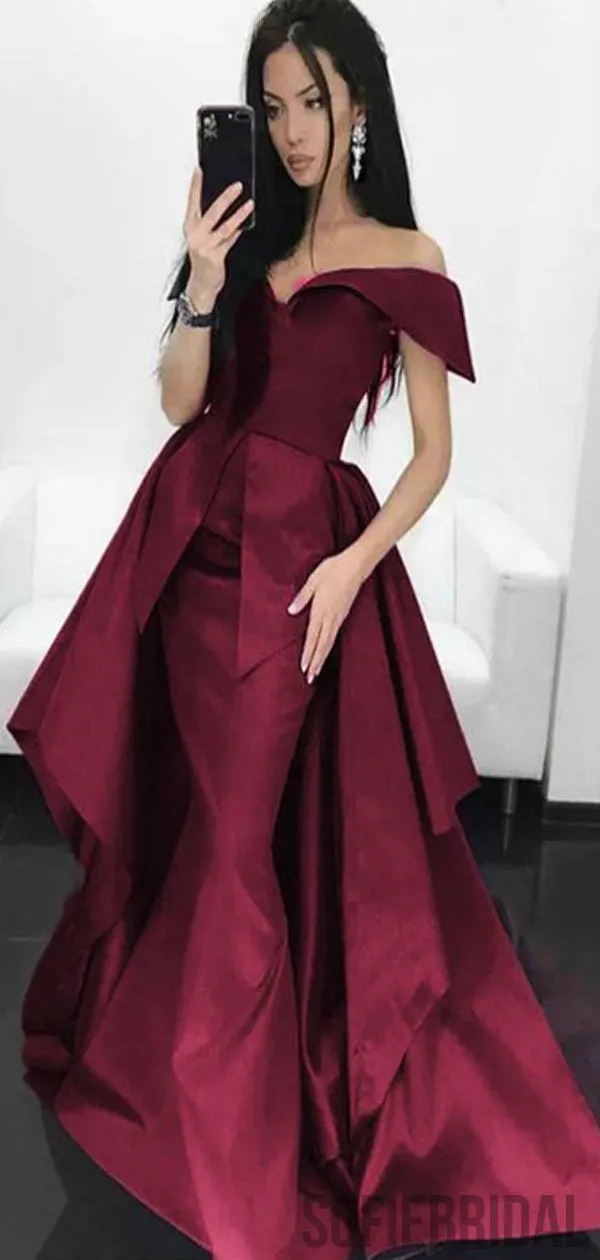 Off Shoulder Long Mermaid Prom Dresses, Popular Prom Dresses, PD0758