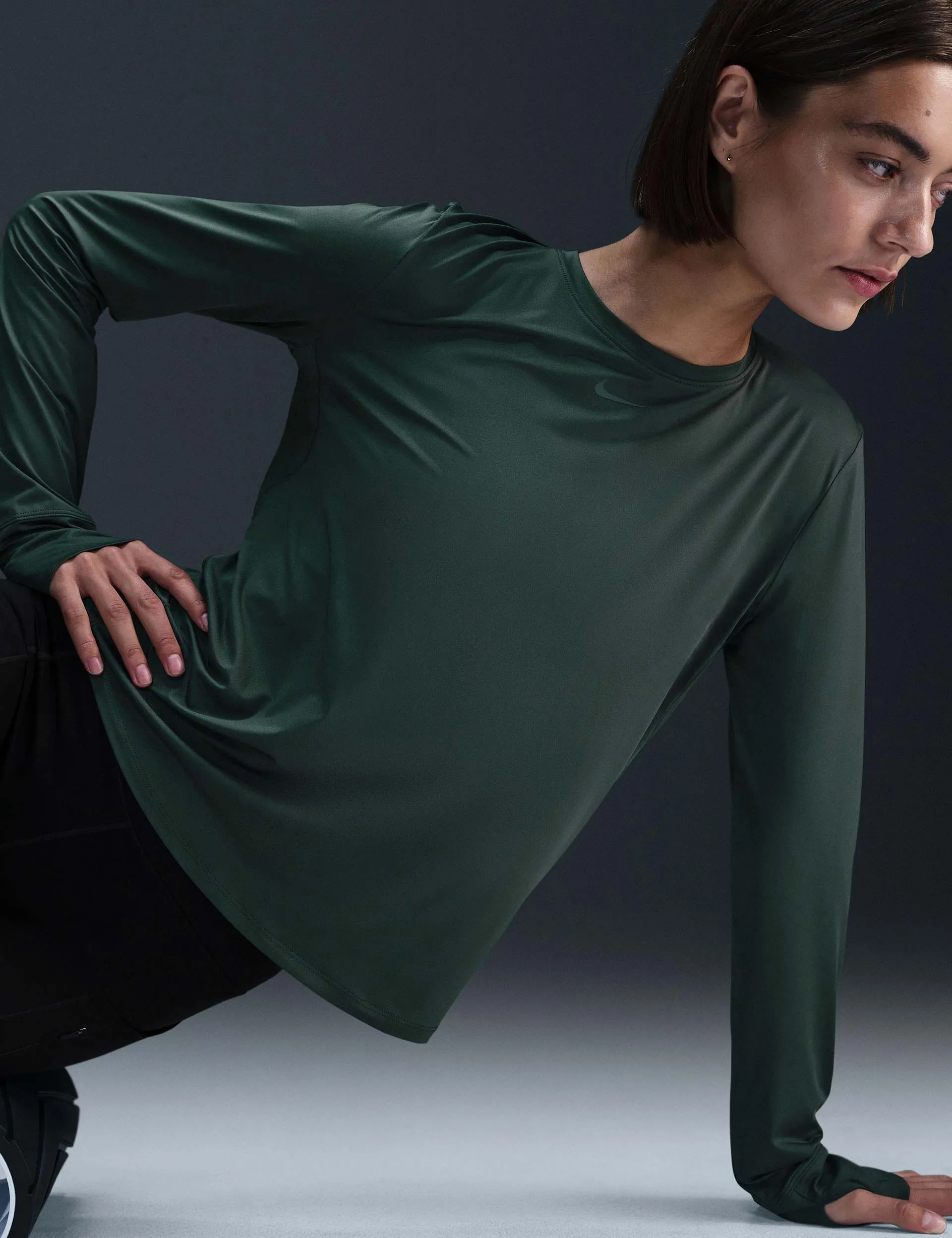 One Classic Dri-FIT Long-Sleeve Top - Vintage Green/Black