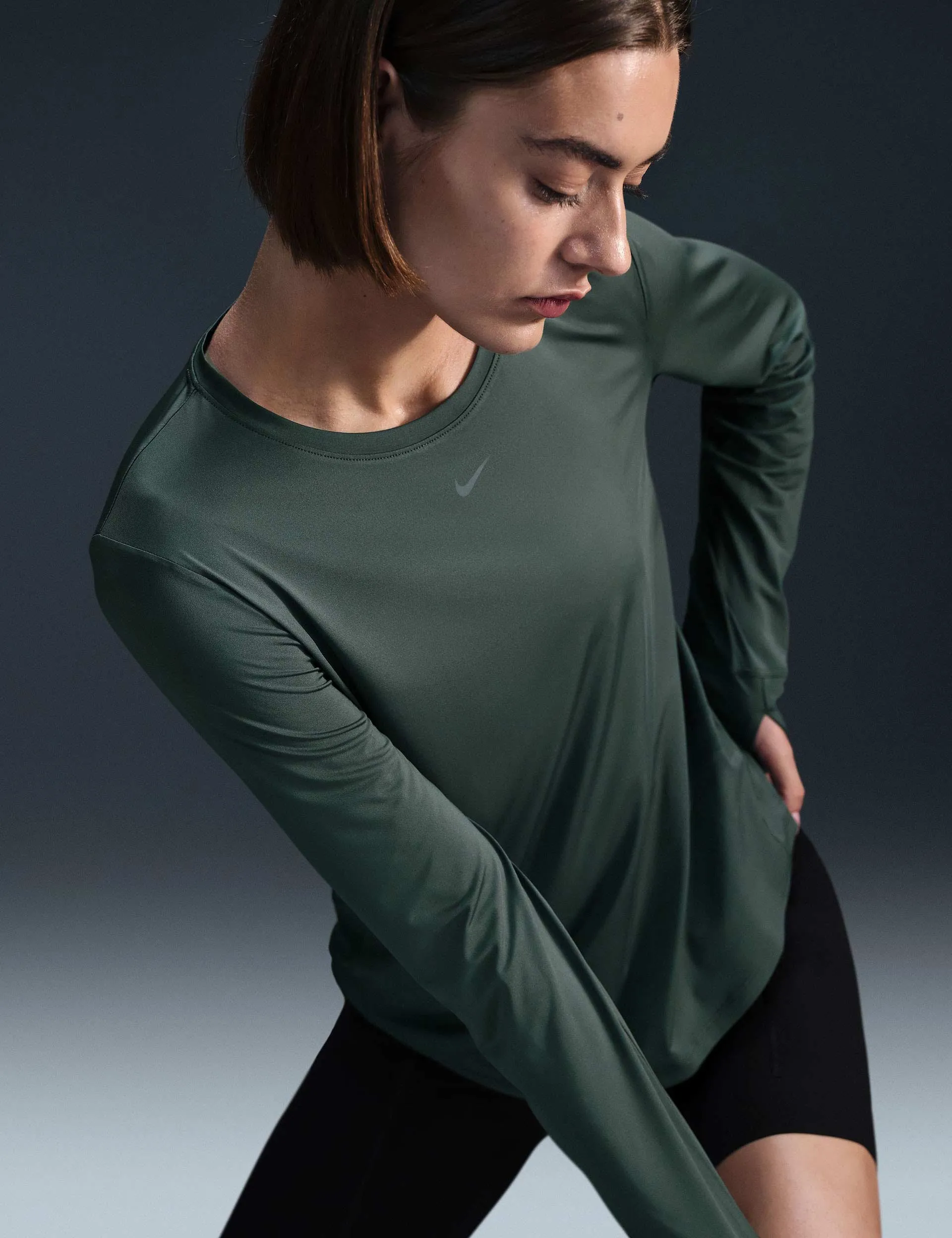 One Classic Dri-FIT Long-Sleeve Top - Vintage Green/Black