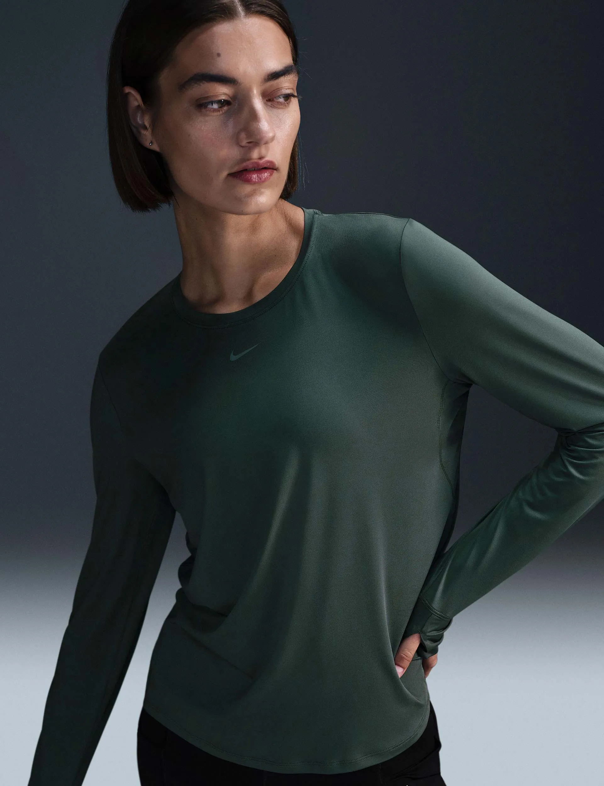 One Classic Dri-FIT Long-Sleeve Top - Vintage Green/Black